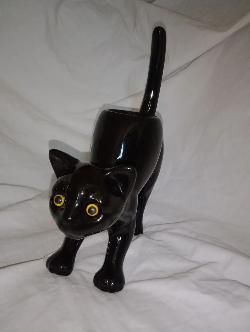 Vintage Retired Halloween Scared Kitty Cat Candle Holder PartyLite 9 3/4